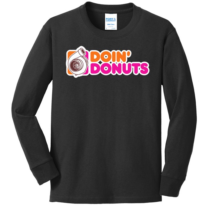 Doin Donuts Racing Fast Car Kids Long Sleeve Shirt