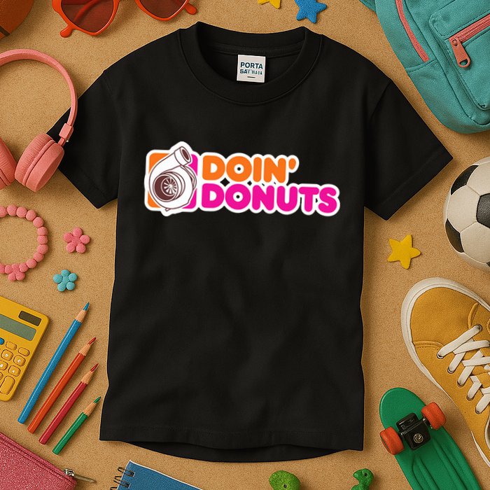 Doin Donuts Racing Fast Car Kids T-Shirt