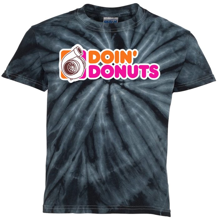 Doin Donuts Racing Fast Car Kids Tie-Dye T-Shirt