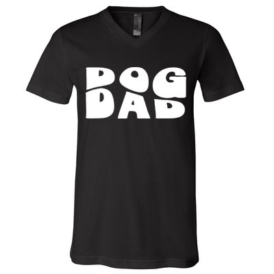 Dog Dad Retro Funny Pod V-Neck T-Shirt