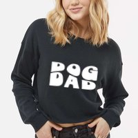 Dog Dad Retro Funny Pod Cropped Pullover Crew