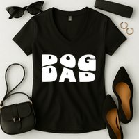Dog Dad Retro Funny Pod Women's V-Neck T-Shirt