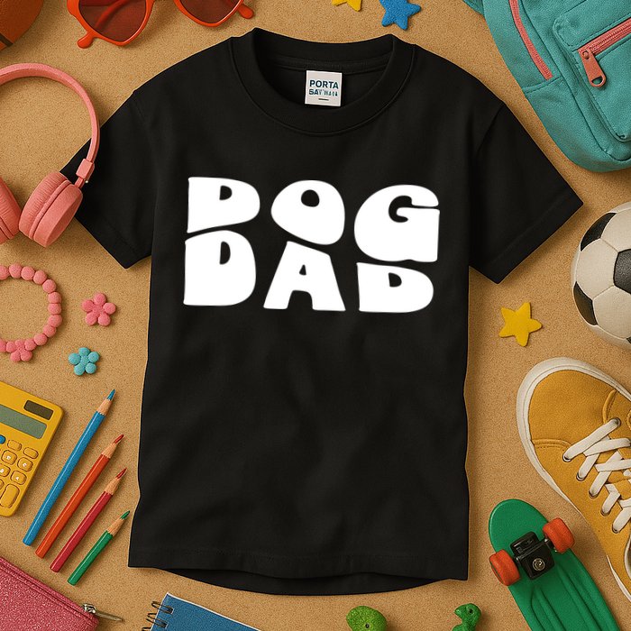 Dog Dad Retro Funny Pod Kids T-Shirt
