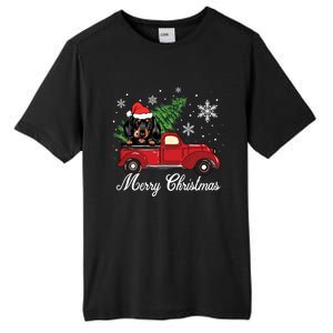 Dachshund Dog Riding Red Truck Christmas Decorations Pajama Gift Tall Fusion ChromaSoft Performance T-Shirt