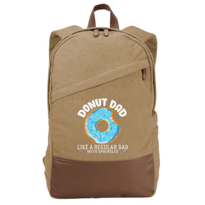Donut Dad Regular Dad With Sprinkles Father's Day Cotton Canvas Backpack