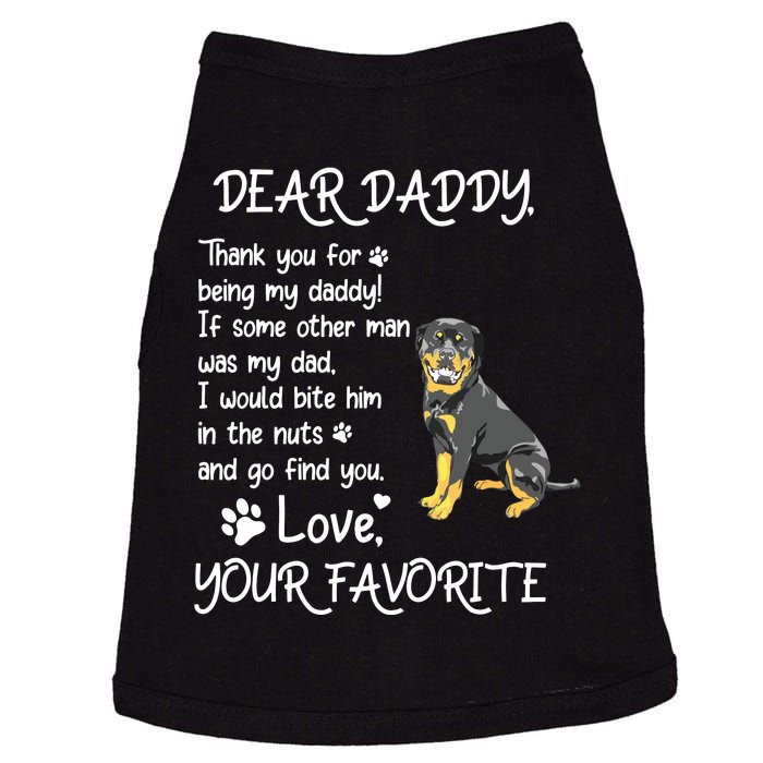 Dear Daddy Rottweiler Dog Dad Fathers Day Doggie Tank