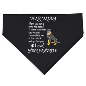 Dear Daddy Rottweiler Dog Dad Fathers Day USA-Made Doggie Bandana