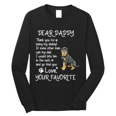 Dear Daddy Rottweiler Dog Dad Fathers Day Long Sleeve Shirt