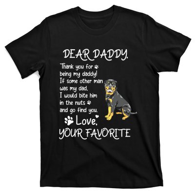 Dear Daddy Rottweiler Dog Dad Fathers Day T-Shirt