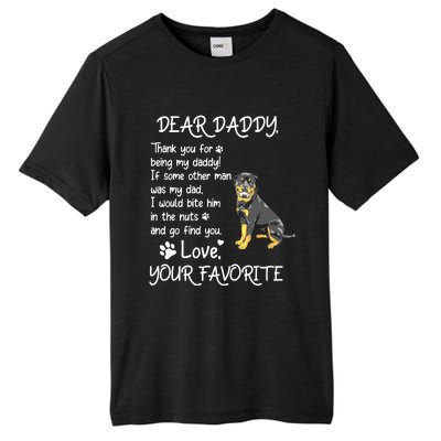 Dear Daddy Rottweiler Dog Dad Fathers Day Tall Fusion ChromaSoft Performance T-Shirt