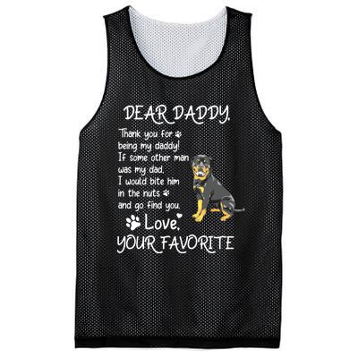 Dear Daddy Rottweiler Dog Dad Fathers Day Mesh Reversible Basketball Jersey Tank