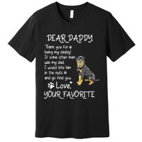 Dear Daddy Rottweiler Dog Dad Fathers Day Premium T-Shirt