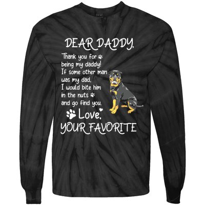 Dear Daddy Rottweiler Dog Dad Fathers Day Tie-Dye Long Sleeve Shirt