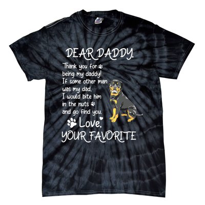 Dear Daddy Rottweiler Dog Dad Fathers Day Tie-Dye T-Shirt