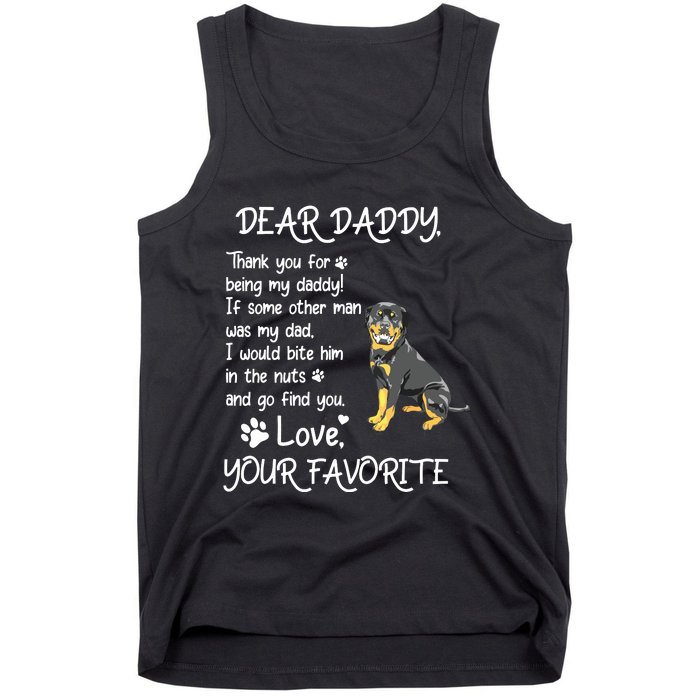 Dear Daddy Rottweiler Dog Dad Fathers Day Tank Top