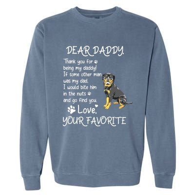 Dear Daddy Rottweiler Dog Dad Fathers Day Garment-Dyed Sweatshirt