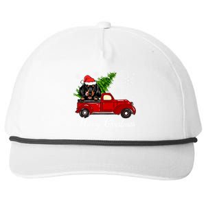 Dachshund Dog Riding Red Truck Christmas Decorations Pajama Cute Gift Snapback Five-Panel Rope Hat