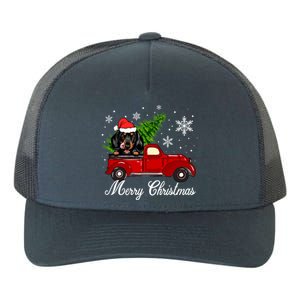 Dachshund Dog Riding Red Truck Christmas Decorations Pajama Cute Gift Yupoong Adult 5-Panel Trucker Hat