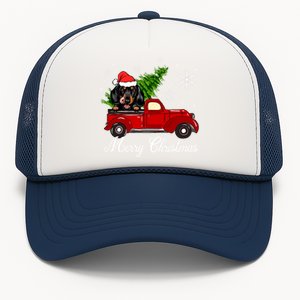 Dachshund Dog Riding Red Truck Christmas Decorations Pajama Cute Gift Trucker Hat