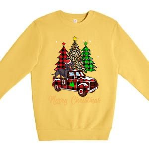 Dachshund Dog Riding Red Truck Christmas Decor Pajama Gift Premium Crewneck Sweatshirt