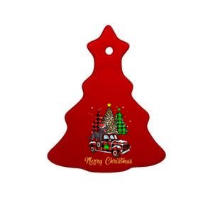 Dachshund Dog Riding Red Truck Christmas Decor Pajama Gift Ceramic Tree Ornament