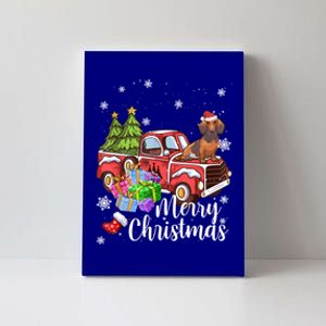 Dachshund Dog Riding Red Truck Christmas Decorations Pajama Gift Canvas