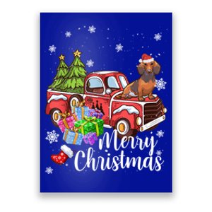 Dachshund Dog Riding Red Truck Christmas Decorations Pajama Gift Poster