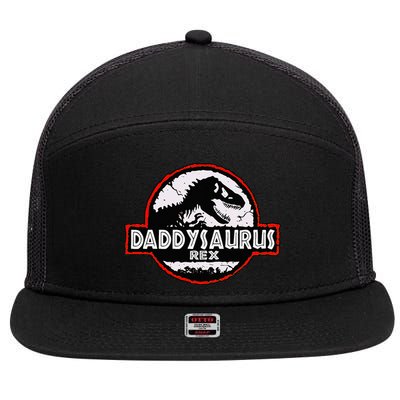 Dinosaur Daddysaurus Rex Father Day For Dad Funny Gifts Idea 7 Panel Mesh Trucker Snapback Hat