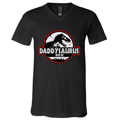 Dinosaur Daddysaurus Rex Father Day For Dad Funny Gifts Idea V-Neck T-Shirt