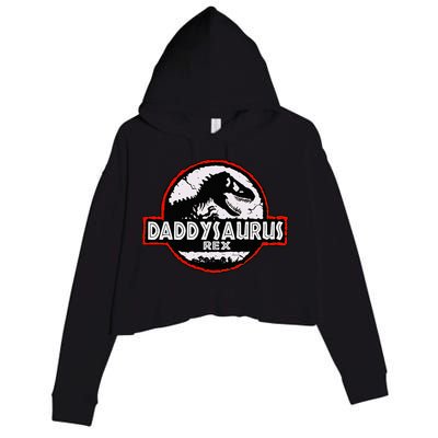 Dinosaur Daddysaurus Rex Father Day For Dad Funny Gifts Idea Crop Fleece Hoodie