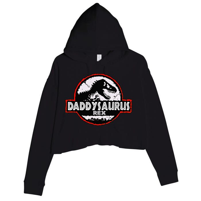Dinosaur Daddysaurus Rex Father Day For Dad Funny Gifts Idea Crop Fleece Hoodie
