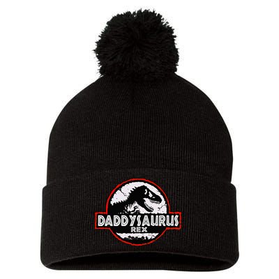Dinosaur Daddysaurus Rex Father Day For Dad Funny Gifts Idea Pom Pom 12in Knit Beanie