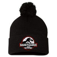 Dinosaur Daddysaurus Rex Father Day For Dad Funny Gifts Idea Pom Pom 12in Knit Beanie