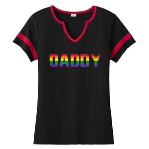 Daddy Dad Rainbow Flag Queer Lesbian Priide Csd Lgbt Gift Ladies Halftime Notch Neck Tee