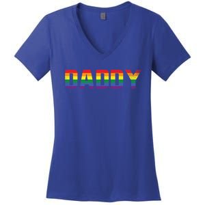 Daddy Dad Rainbow Flag Queer Lesbian Priide Csd Lgbt Gift Women's V-Neck T-Shirt