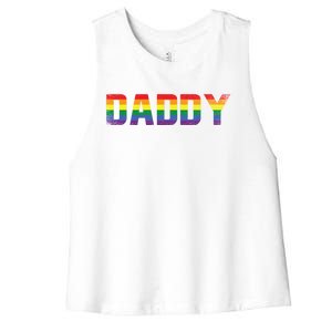 Daddy Dad Rainbow Flag Queer Lesbian Priide Csd Lgbt Gift Women's Racerback Cropped Tank