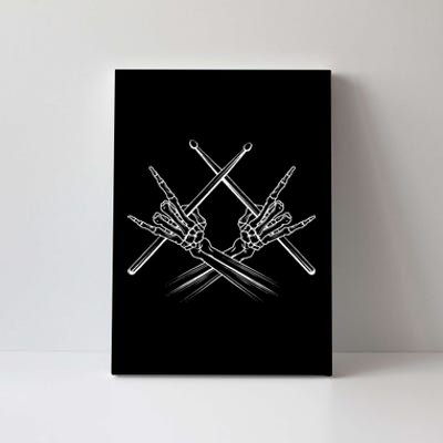 Drummer Drum Sticks Rock & Roll Skeleton Hand Horns Canvas