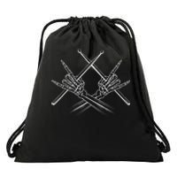 Drummer Drum Sticks Rock & Roll Skeleton Hand Horns Drawstring Bag