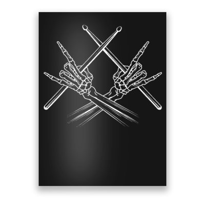 Drummer Drum Sticks Rock & Roll Skeleton Hand Horns Poster