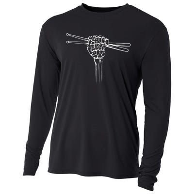 Drummer Drum Sticks Skeleton Hand Horns Cooling Performance Long Sleeve Crew