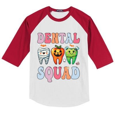 Dental Dentist Squad Funny Halloween Dental Team Costume Gift Kids Colorblock Raglan Jersey