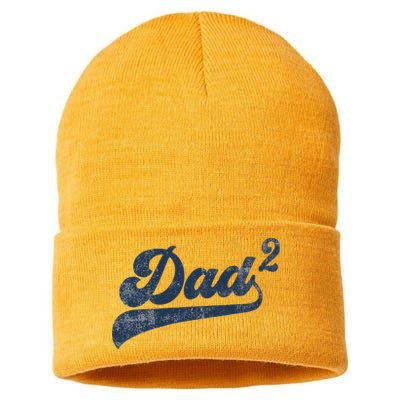Dad2 Dad Squared Gifts Father Of Two Daddy 2 Second Time Dad Sustainable Knit Beanie