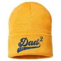 Dad2 Dad Squared Gifts Father Of Two Daddy 2 Second Time Dad Sustainable Knit Beanie