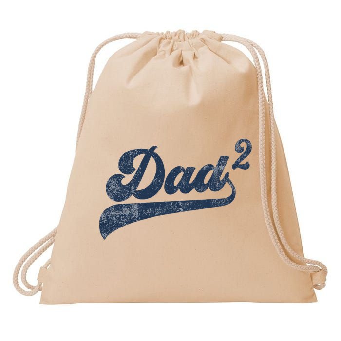 Dad2 Dad Squared Gifts Father Of Two Daddy 2 Second Time Dad Drawstring Bag