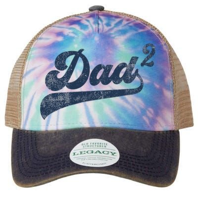 Dad2 Dad Squared Gifts Father Of Two Daddy 2 Second Time Dad Legacy Tie Dye Trucker Hat