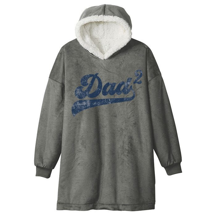 Dad2 Dad Squared Gifts Father Of Two Daddy 2 Second Time Dad Hooded Wearable Blanket
