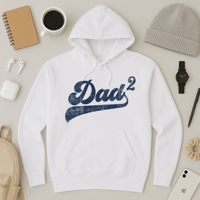 Dad2 Dad Squared Gifts Father Of Two Daddy 2 Second Time Dad Hoodie