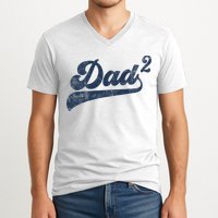 Dad2 Dad Squared Gifts Father Of Two Daddy 2 Second Time Dad V-Neck T-Shirt