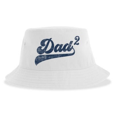 Dad2 Dad Squared Gifts Father Of Two Daddy 2 Second Time Dad Sustainable Bucket Hat