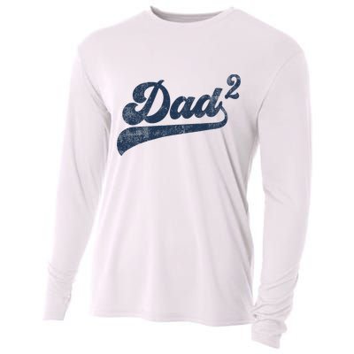 Dad2 Dad Squared Gifts Father Of Two Daddy 2 Second Time Dad Cooling Performance Long Sleeve Crew